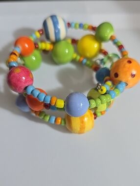Colorful Beaded Coil Bracelet - Multicolor Beads